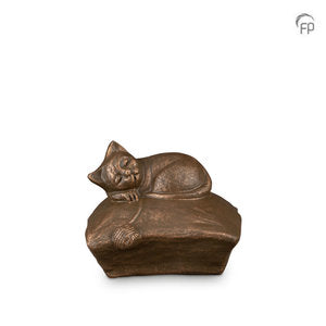 Keramik Tierurne Hund/ Katze Bronze