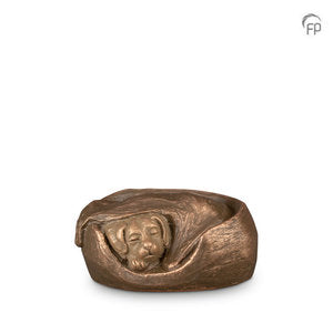 Keramik Tierurne Hund/ Katze Bronze