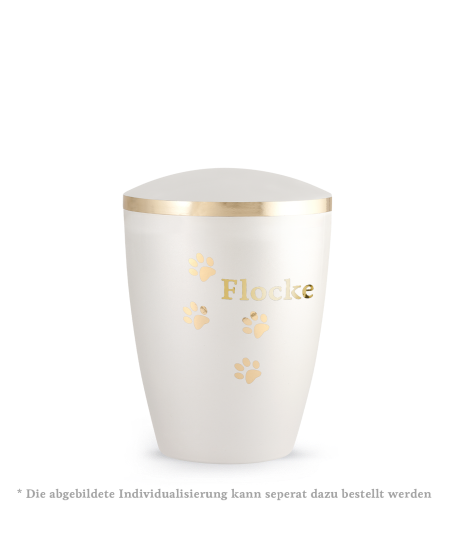 Edition Elegance, perlmutt weiss, Pfotenmotiv gold glänzend