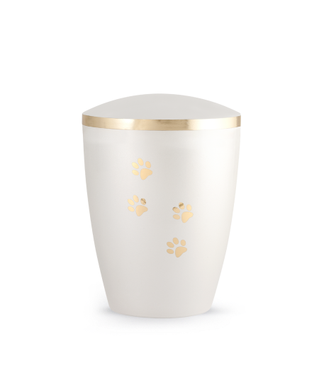 Edition Elegance, perlmutt weiss, Pfotenmotiv gold glänzend