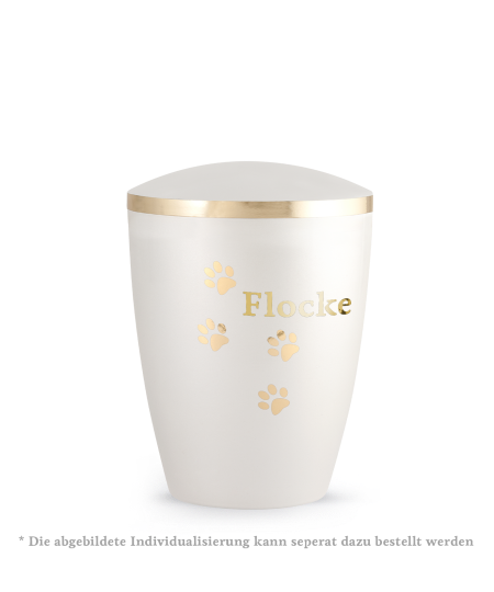 Edition Elegance, perlmutt weiss, Pfotenmotiv gold glänzend