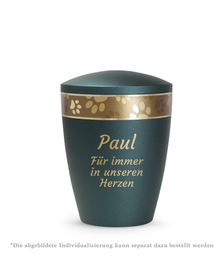 Edition Patas de oro, velvet petrol, umlaufendes, goldenes Pfotenmotiv