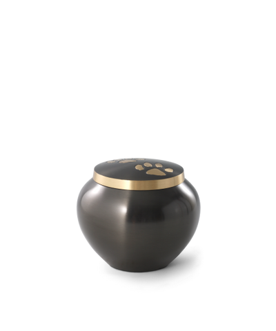 Edition Skulptura, Klein-Tierurne, bauchig metallisch dunkel mit zweifarbigen Tatzen