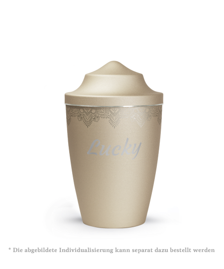 Edition Mandala, velvet champagner, Mandalamotiv umlaufend, Silberband gebürstet