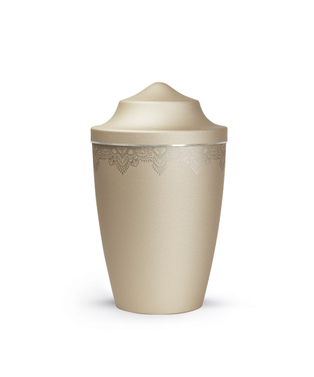 Edition Mandala, velvet champagner, Mandalamotiv umlaufend, Silberband gebürstet