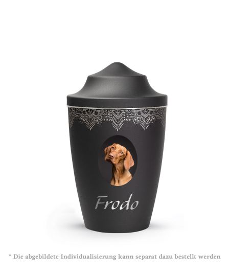 Edition Mandala, velvet schwarz, Mandalamotiv umlaufend, Silberband gebürstet