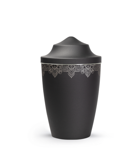 Edition Mandala, velvet schwarz, Mandalamotiv umlaufend, Silberband gebürstet