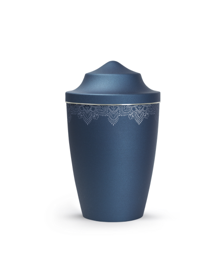 Edition Mandala, velvet navy, Mandalamotiv umlaufend, Silberband gebürstet