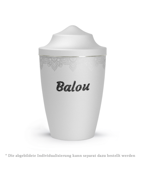 Edition Mandala, velvet weiss, Mandalamotiv umlaufend, Silberband gebürstet