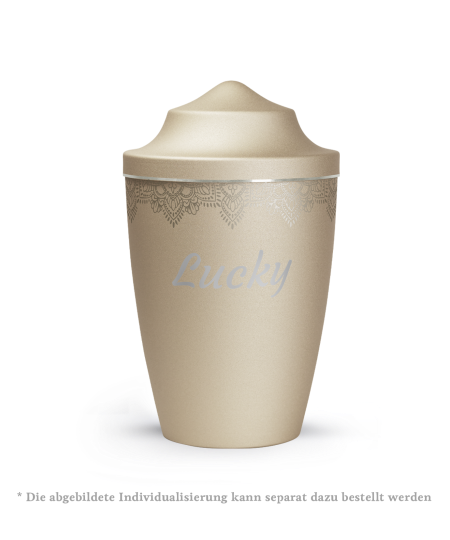 Edition Mandala, velvet champagner, Mandalamotiv umlaufend, Silberband gebürstet