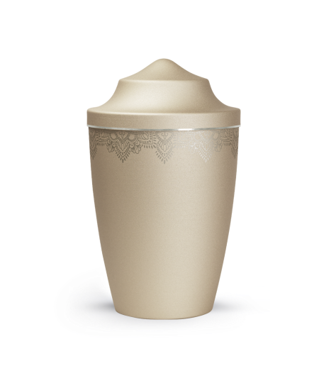 Edition Mandala, velvet champagner, Mandalamotiv umlaufend, Silberband gebürstet