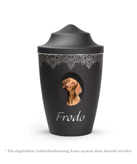 Edition Mandala, velvet schwarz, Mandalamotiv umlaufend, Silberband gebürstet