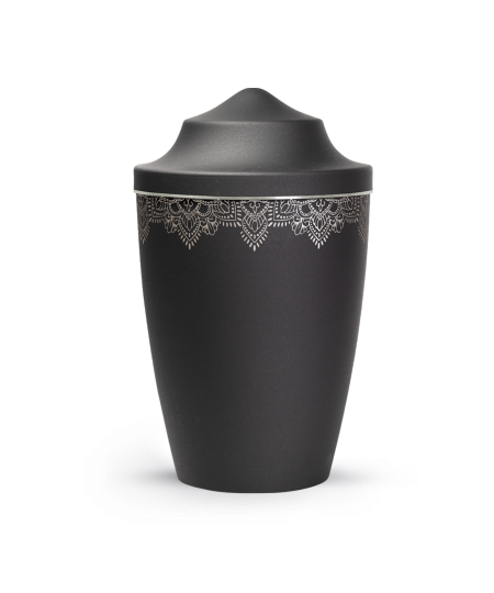 Edition Mandala, velvet schwarz, Mandalamotiv umlaufend, Silberband gebürstet