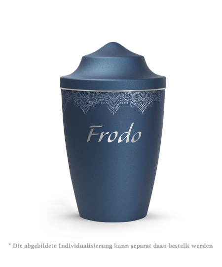 Edition Mandala, velvet navy, Mandalamotiv umlaufend, Silberband gebürstet