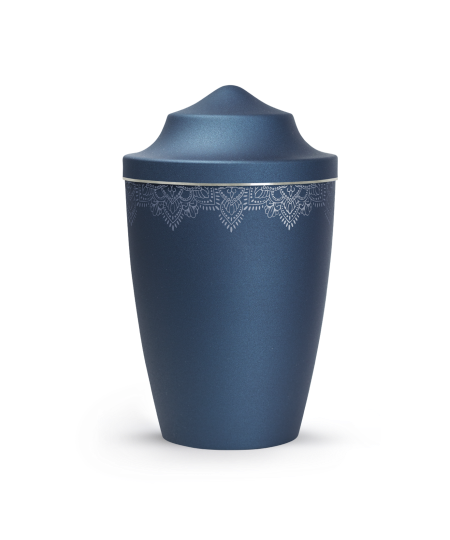 Edition Mandala, velvet navy, Mandalamotiv umlaufend, Silberband gebürstet