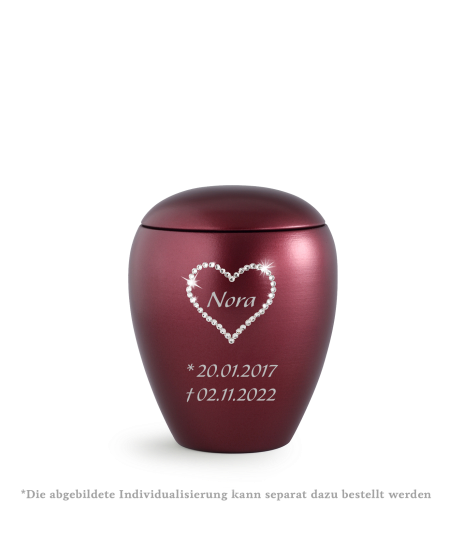 Edition Crystal, perlmutt weinrot, Herz aus Kristallen