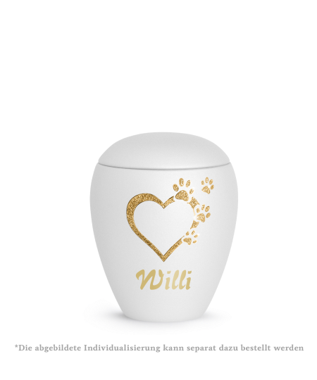 Edition Verona, velvet weiss, Sparkling Star Herz mit Pfoten in gold