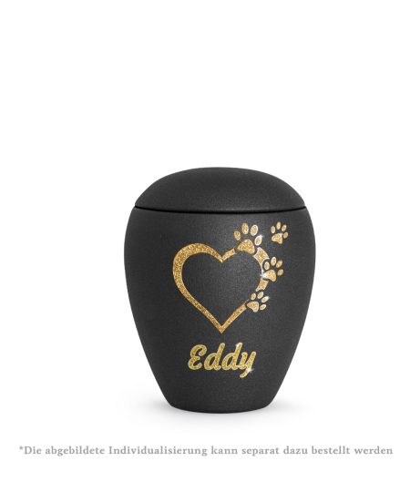 Edition Verona, velvet schwarz, Sparkling Star Herz mit Pfoten in gold