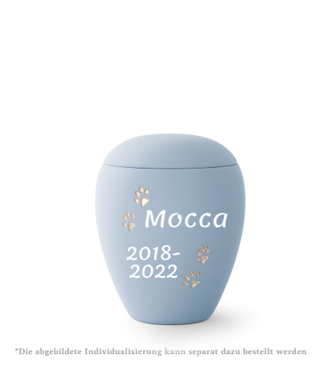 Edition Siena, Samtton himmelblau, goldene Pfoten vertieft