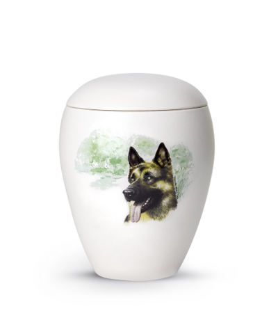 Edition Bianco, matt-weiss glasiert, Motiv Hund von Hand gemalt