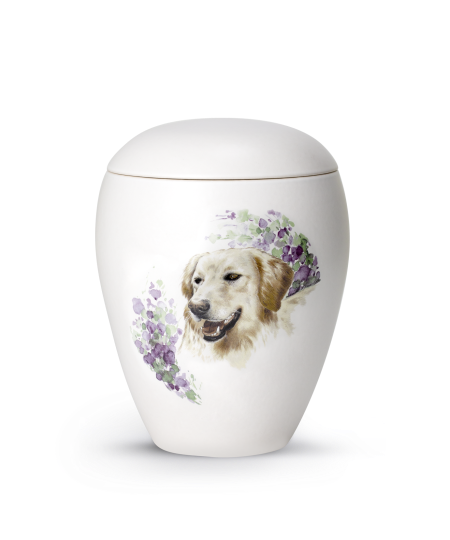 Edition Bianco, matt-weiss glasiert, Motiv Hund von Hand gemalt