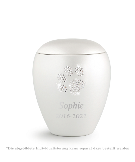 Edition Crystal, perlmutt weiss, Pfote aus Kristallen