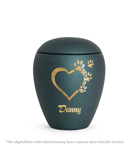 Edition Verona, velvet petrol, Sparkling Star Herz mit Pfoten in gold