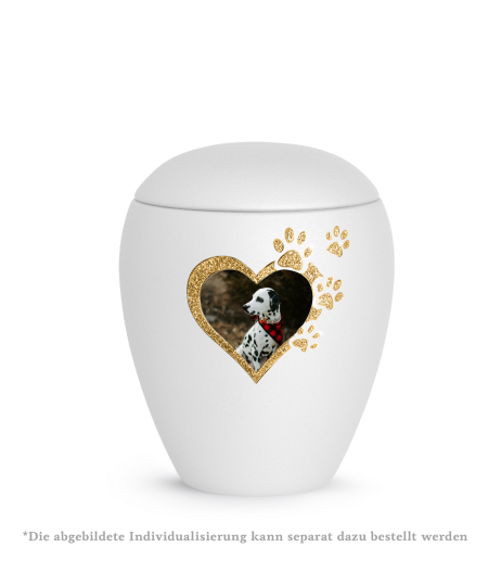 Edition Verona, velvet weiss, Sparkling Star Herz mit Pfoten in gold