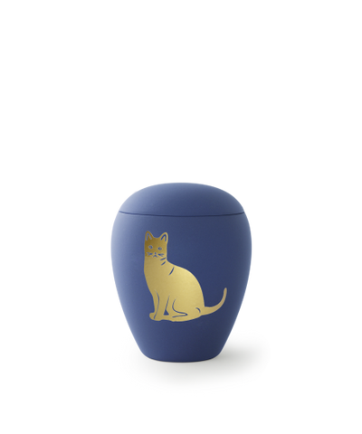 Edition Siena, Samtton marine, goldenes Katzenmotiv