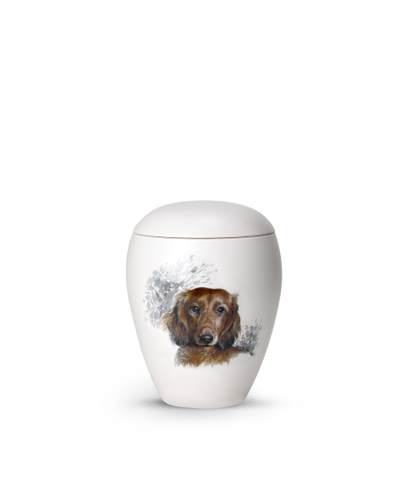 Edition Bianco, matt-weiss glasiert, Motiv Hund von Hand gemalt