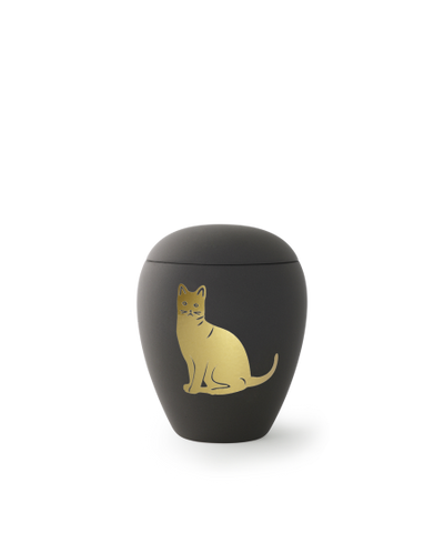 Edition Siena, Samtton graphit, goldenes Katzenmotiv