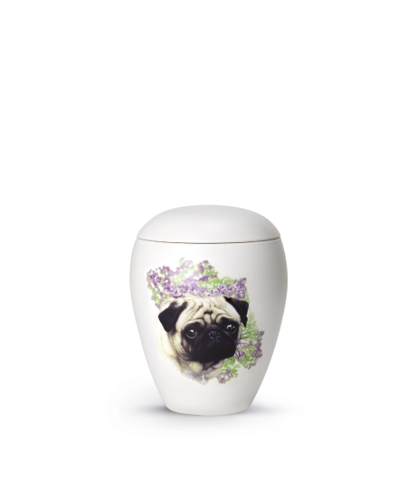 Edition Bianco, matt-weiss glasiert, Motiv Hund von Hand gemalt