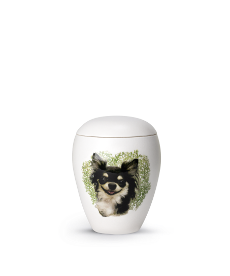 Edition Bianco, matt-weiss glasiert, Motiv Hund von Hand gemalt