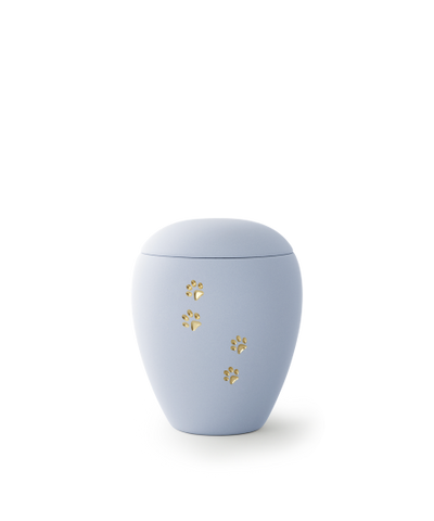 Edition Siena, Samtton himmelblau, goldene Pfoten vertieft