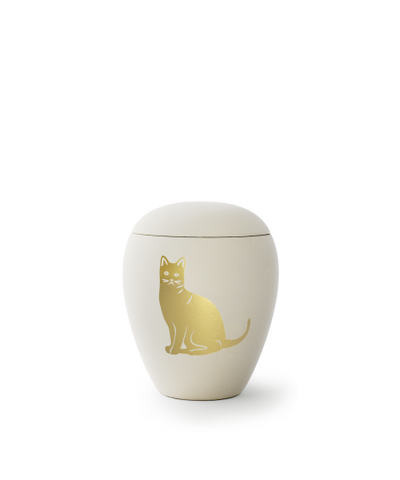 Edition Siena, Samtton Creme, goldenes Katzenmotiv