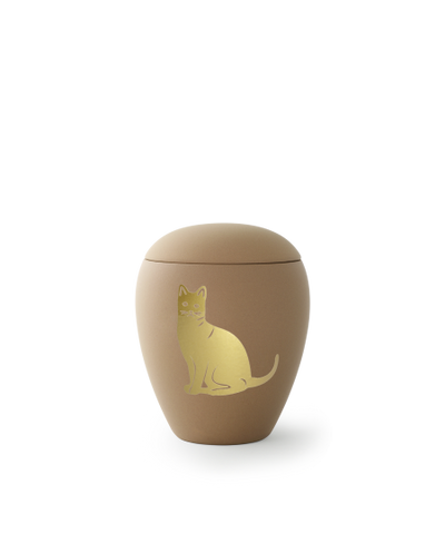 Edition Siena, Samtton sand, goldenes Katzenmotiv