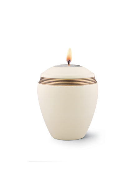 Edition Helena, Samtton - Gedenklicht, Handbemaltes Dekor altgold, Keramik