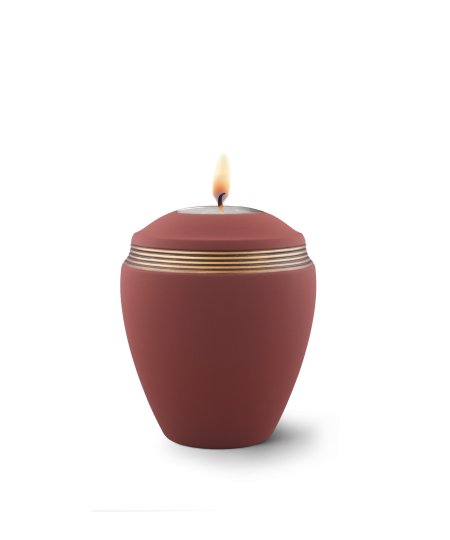 Edition Helena, Samtton - Gedenklicht, Handbemaltes Dekor altgold, Keramik