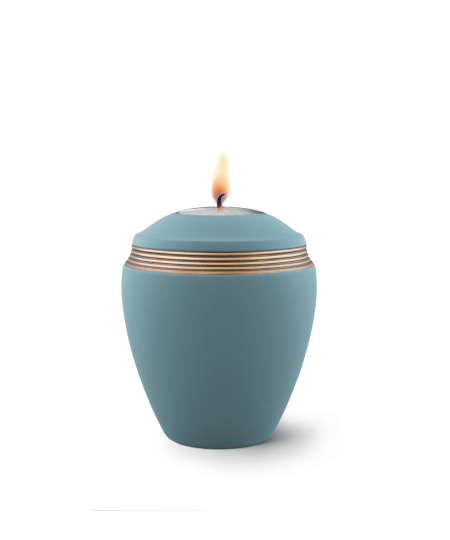 Edition Helena, Samtton - Gedenklicht, Handbemaltes Dekor altgold, Keramik