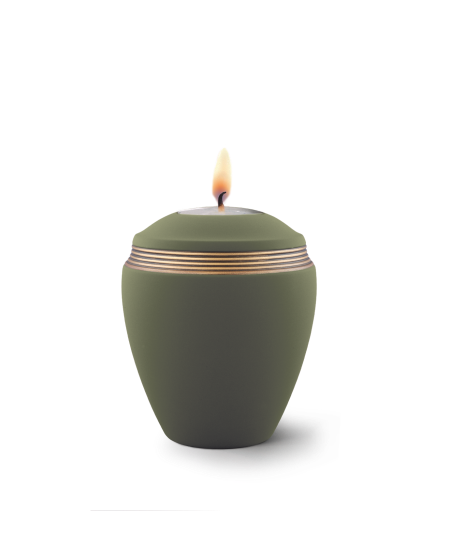 Edition Helena, Samtton - Gedenklicht, Handbemaltes Dekor altgold, Keramik