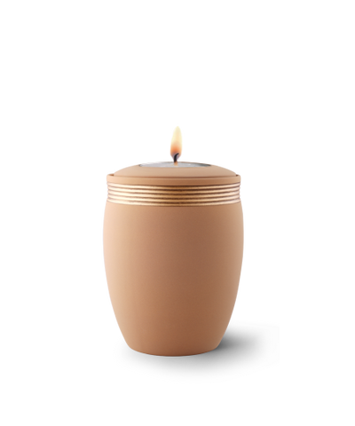 Edition Cleo, Samtton - Gedenklicht, Handbemaltes Dekor altgold, Keramik