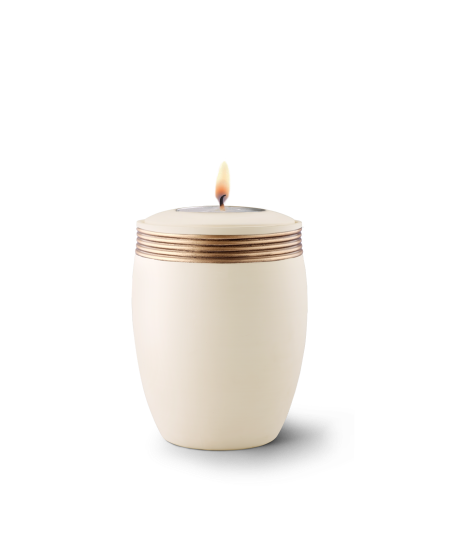 Edition Cleo, Samtton - Gedenklicht, Handbemaltes Dekor altgold, Keramik