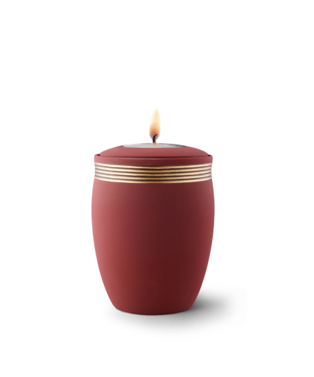 Edition Cleo, Samtton - Gedenklicht, Handbemaltes Dekor altgold, Keramik