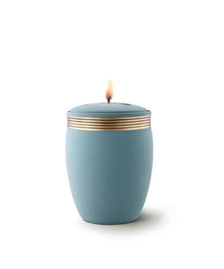 Edition Cleo, Samtton - Gedenklicht, Handbemaltes Dekor altgold, Keramik