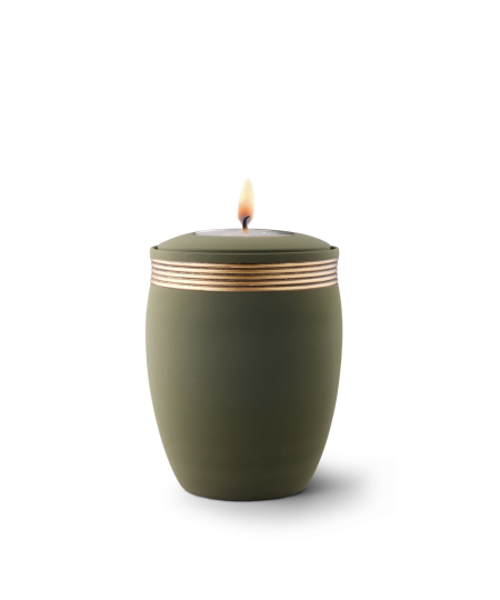 Edition Cleo, Samtton - Gedenklicht, Handbemaltes Dekor altgold, Keramik