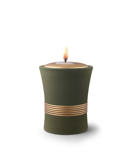 Edition Luxor, Samtton - Gedenklicht, Handbemaltes Dekor altgold, Keramik