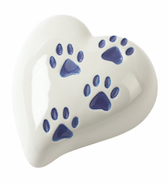 Porzellan white heart shaped urn prints
