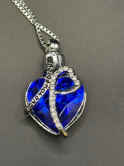 Blaues Herz Love you forever - Ascheanhänger