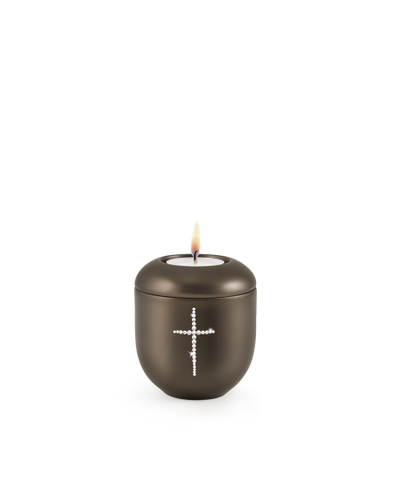 Edition Crystal, perlmutt - Gedenklicht, Kreuz aus Kristallen