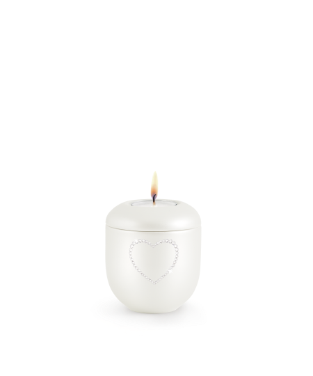 Edition Crystal, perlmutt - Gedenklicht, Herz aus Kristallen